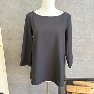 Eileen Fisher Black Boatneck Top Size Small